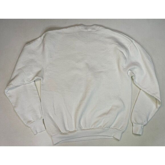 VINTAGE Floral Flower Graphic Crewneck Sweatshirt Women Large White USA 90s - Picture 3 of 5